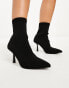 Фото #2 товара ASOS DESIGN Wide Fit Rosetta kitten heel sock boots in black