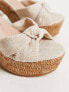 South Beach straw chunky heel sandal in cream