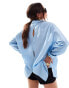 Фото #4 товара Vero Moda oversized shirt with double button open back detail in light blue