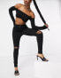 NA-KD highwaist skinny ripped jean in black - BLACK