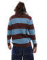 Vans darby striped crew sweatshirt in brown and blue