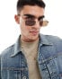 ASOS DESIGN square metal sunglasses with brown lens in gold