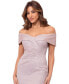 Фото #3 товара Women's Galaxy Off-The-Shoulder Glitter Dress