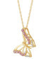 ფოტო #3 პროდუქტის Lab-Grown Pink Sapphire (3/8 ct. t.w.) & Lab-Grown White Sapphire (1/20 ct. t.w.) Butterfly Pendant Necklace in 14k Gold-Plated Sterling Silver, 16" + 2" extender