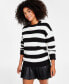 Фото #1 товара Women's Striped Fuzzy Sweater, Created for Macy's