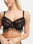 Фото #4 товара ASOS DESIGN Fuller Bust exclusive Tallulah flocked bow mesh underwired bra in black