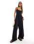 Фото #1 товара ASOS DESIGN scoop neck strappy wide leg jumpsuit in black