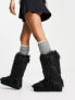 Monki furry boot in black