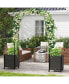 6.6 FT Tall Metal Garden Arbor with 2 Raised Garden Planters Arch Trellis Outdoor