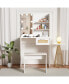 Фото #3 товара Vanity Desk with LED Mirror, Drawer, Stool, Storage