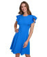 Фото #4 товара Women's Flutter-Sleeve Seamed Fit & Flare Dress