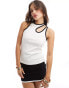 Фото #1 товара Selected Femme asymmetric vest with black binding in white