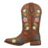 Roper Bailey Floral Embroidered Square Toe Cowboy Womens Brown Casual Boots 09-