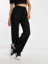 Monki drawstring waist trousers in black