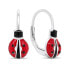 Happy Silver Ladybird Luck Earrings EA435W