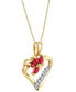 ფოტო #2 პროდუქტის Ruby (3/8 ct. t.w.) & Diamond (1/20 ct. t.w.) Heart 18" Pendant Necklace in 14k Gold