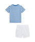 ფოტო #2 პროდუქტის Baby Boys Polo Bear Cotton T Shirt and Mesh Shorts Set