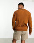 ASOS DESIGN – Leichter, gerippter Oversize-Pullover in Braun mit eingekerbtem Ausschnitt