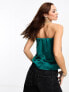 Фото #7 товара River Island satin bandeau top in emerald green