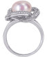 Pink Cultured Freshwater Pearl (10-1/2mm) & Cubic Zirconia Love Knot Statement Ring in Sterling Silver