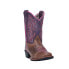 Dan Post Boots Majesty Square Toe Cowboy Toddler Girls Brown, Purple Dress Boot