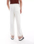 ASOS DESIGN relaxed linen trousers in white with embroided hem