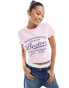 ASOS DESIGN baby tee with varsity graphic in pink