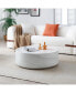 31.49" Round Coffee Table, Sturdy Fiberglass Table For Living Room, White, No Need Assembly.White