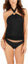 Фото #1 товара Michael Michael Kors 283914 Iconic Blouson Halter Tankini Top Black, Size MD