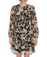 Women's Printed Jewel-Neck Long-Sleeve Dress