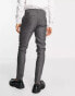 Фото #4 товара ASOS DESIGN wedding skinny wool mix suit trousers in charcoal herringbone