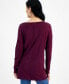 Фото #2 товара Petite Ribbed-Sleeve High-Low Tunic Sweater, Created for Macy's