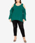 Фото #4 товара Plus Size Hi Lo Cold Shoulder Long Sleeve Top