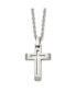 Chisel brushed Cut-out Cross Pendant Cable Chain Necklace