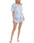 Flora By Flora Nikrooz 2Pc Printed Knit Pajama Set Women's Blue L