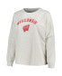 ფოტო #3 პროდუქტის Women's Oatmeal Wisconsin Badgers Plus Size Distressed Arch Over Logo Neutral Boxy Pullover Sweatshirt