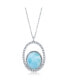 Sterling Silver Oval Larimar with CZ Necklace