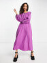 Фото #4 товара Pieces exclusive volume sleeve midi dress in purple