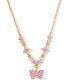 ფოტო #1 პროდუქტის Pink Faux Cubic Zirconia Flutter Love Butterfly Necklace