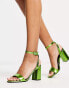 Фото #2 товара RAID Wink block heel sandals in green metallic - exclusive to ASOS
