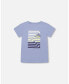 ფოტო #2 პროდუქტის Boy Organic Cotton T-Shirt Blue Printed On Front And Back - Toddler|Child