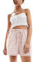 ASOS DESIGN short with ruffle detail in mono gingham co-ord