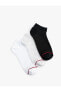 Фото #2 товара Basic 3'lü Patik Çorap Seti Şerit Detaylı Çok Renkli