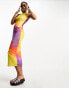 JJXX mesh maxi dress in multi tie dye Mehrfarbiger Ombre-Effekt, XS - EU 34 - фото #3