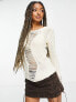 Фото #1 товара COLLUSION knitted jumper with open stitch detail in ivory