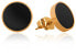 Modern gold-plated earrings with a black center