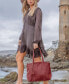 Women's Genuine Leather Dancing Bamboo Tote Bag