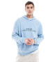 ASOS DESIGN oversized hoodie with Europe text print in washed blue