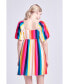 ფოტო #3 პროდუქტის Women's Multi Color Stripe Mini Dress