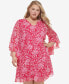 Plus Size 3/4-Sleeve Chiffon Dress